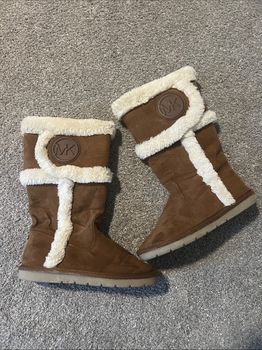Michael Kors Chestnut Brown Faux-Shearling Mid-Calf Boots